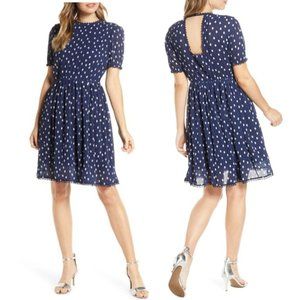 1901 Polka Dot Chiffon Fit and Flare Dress NWOT
